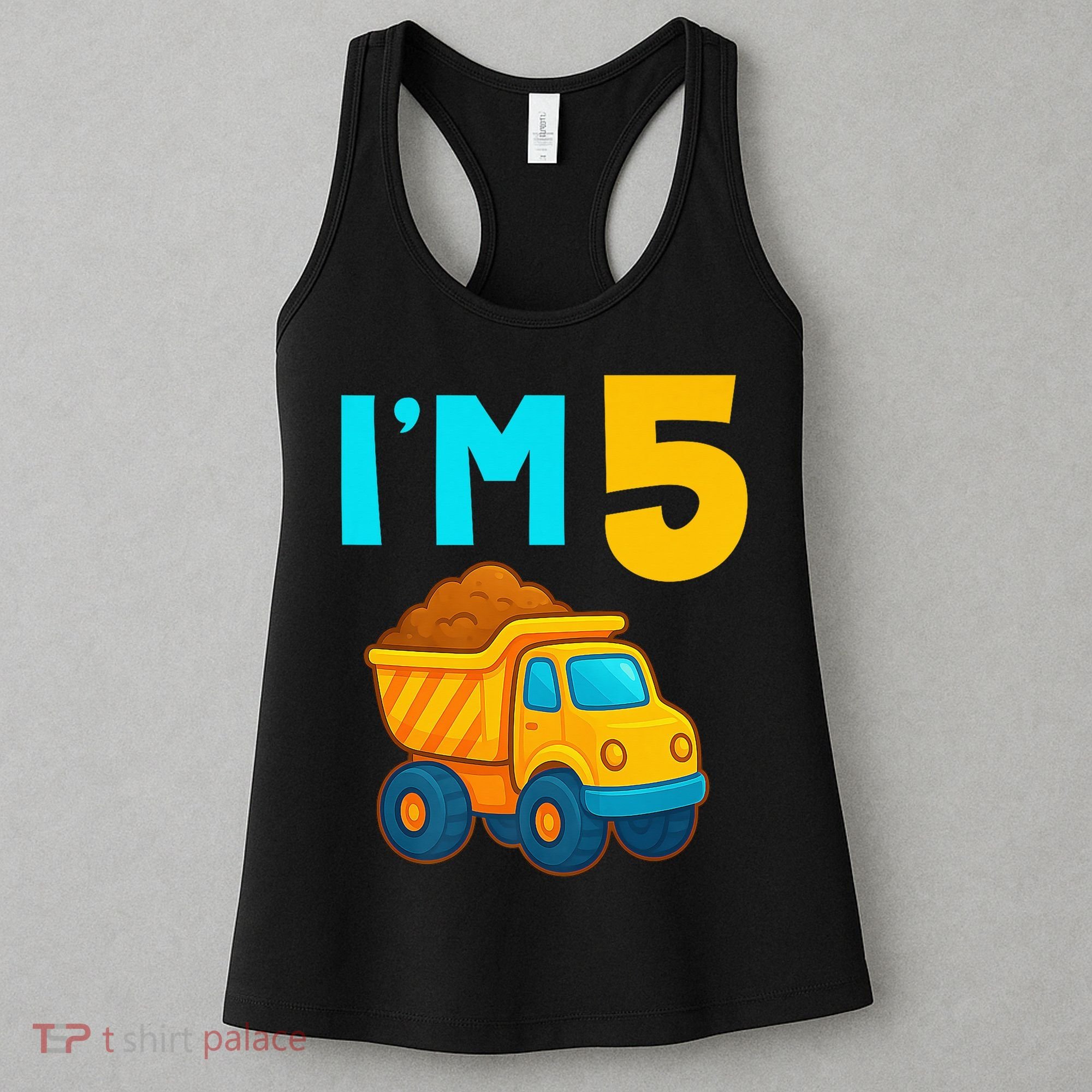 5th Birthday Cartoon Dump Toy Truck Construction I'M 5 Five Women's Tank Top