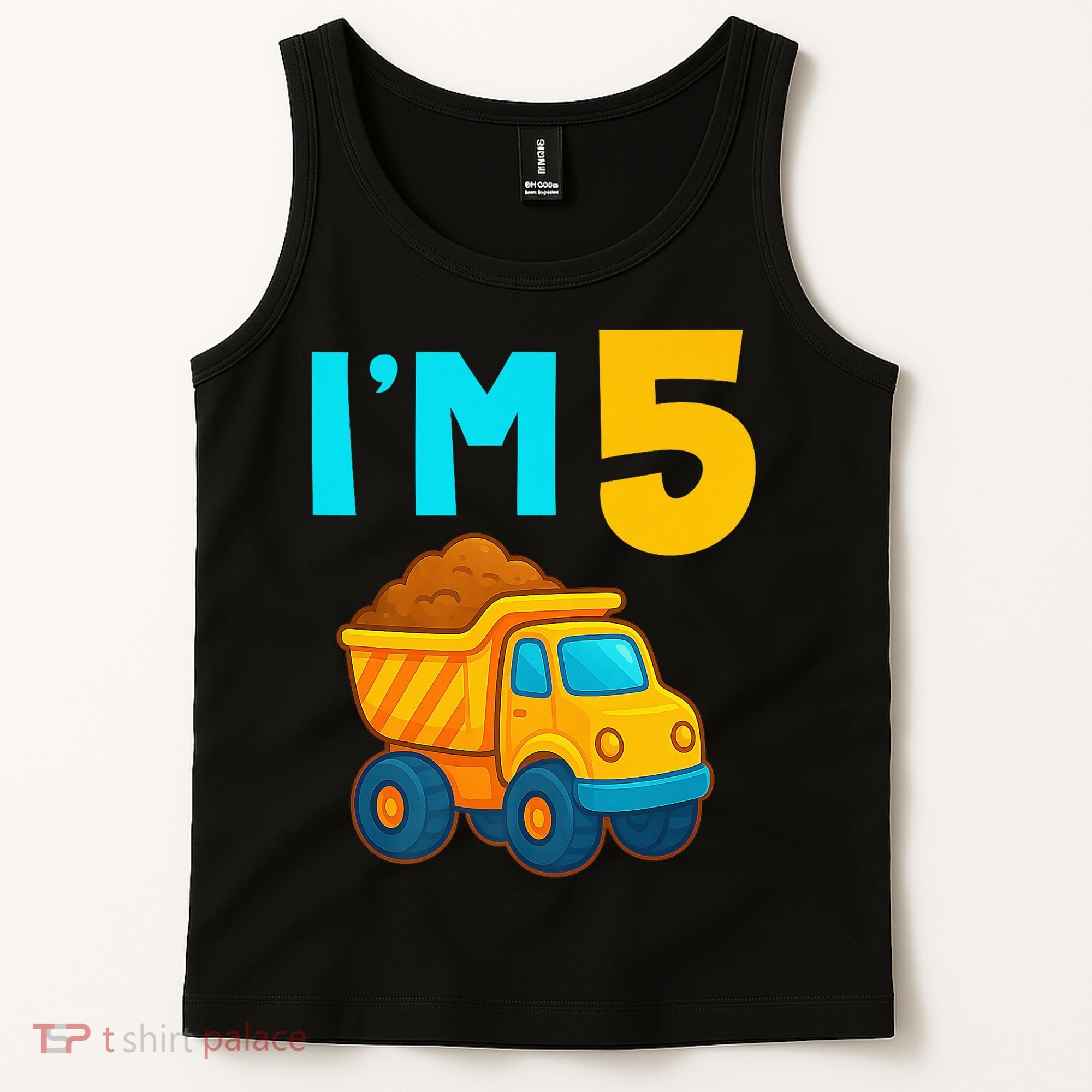 5th Birthday Cartoon Dump Toy Truck Construction I'M 5 Five Tank Top