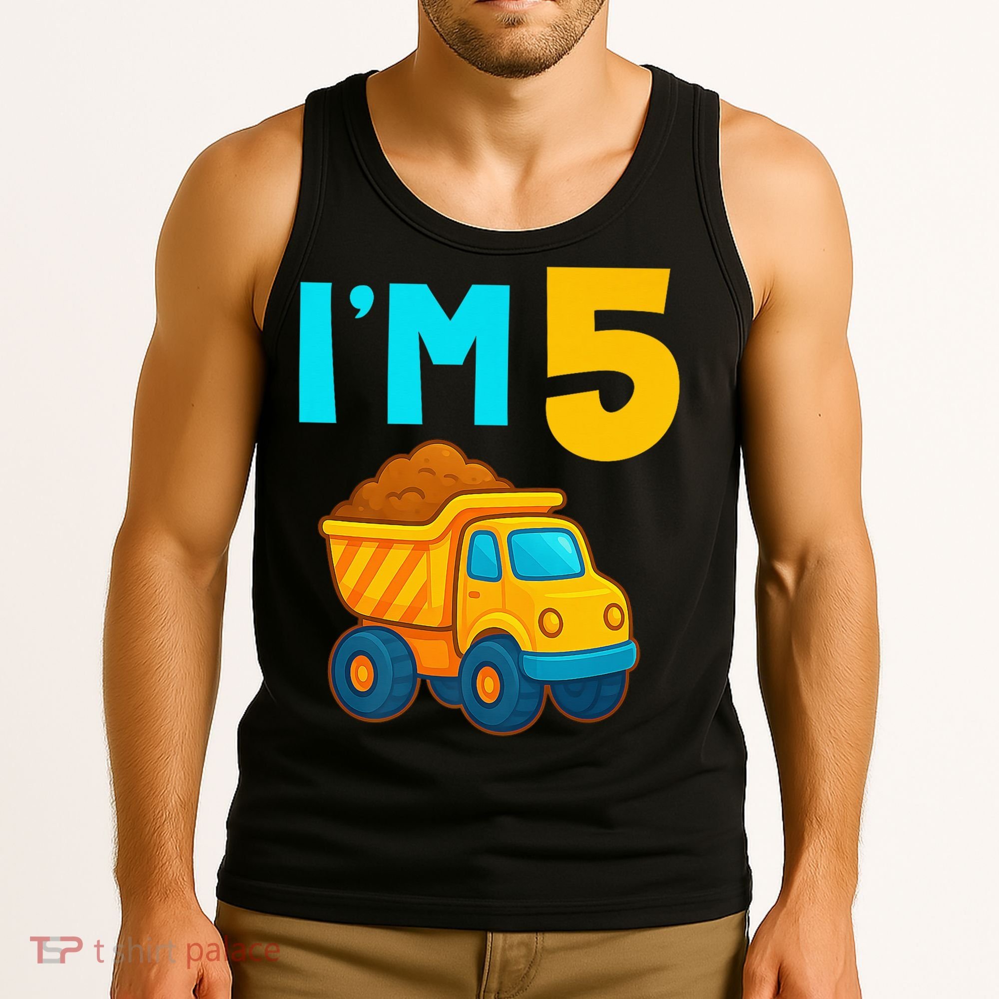 5th Birthday Cartoon Dump Toy Truck Construction I'M 5 Five Tank Top