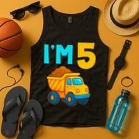 5th Birthday Cartoon Dump Toy Truck Construction I'M 5 Five Tank Top thumb 4