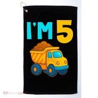 5th Birthday Cartoon Dump Toy Truck Construction I'M 5 Five Golf Towel thumb 0