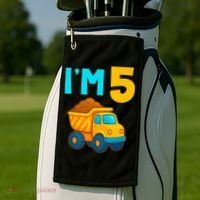 5th Birthday Cartoon Dump Toy Truck Construction I'M 5 Five Golf Towel thumb 2