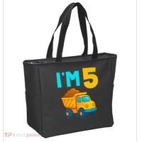 5th Birthday Cartoon Dump Toy Truck Construction I'M 5 Five Tote Bag thumb 2