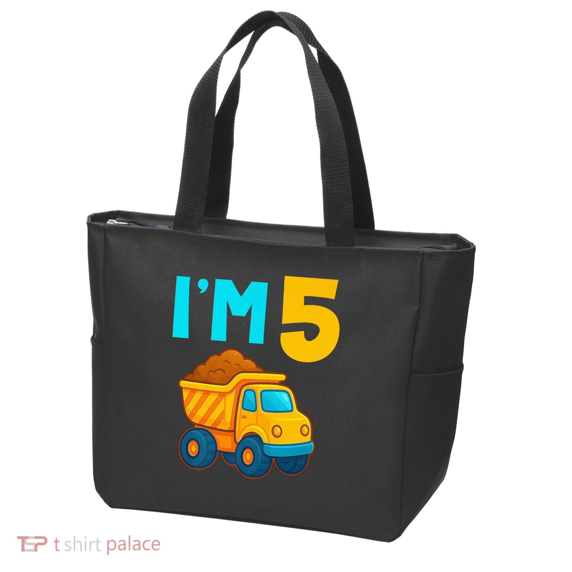 5th Birthday Cartoon Dump Toy Truck Construction I'M 5 Five Tote Bag