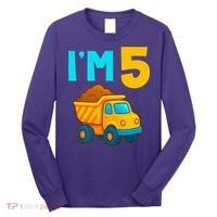 5th Birthday Cartoon Dump Toy Truck Construction I'M 5 Five Long Sleeve Shirt thumb 0