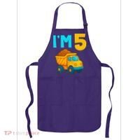 5th Birthday Cartoon Dump Toy Truck Construction I'M 5 Five Apron thumb 0