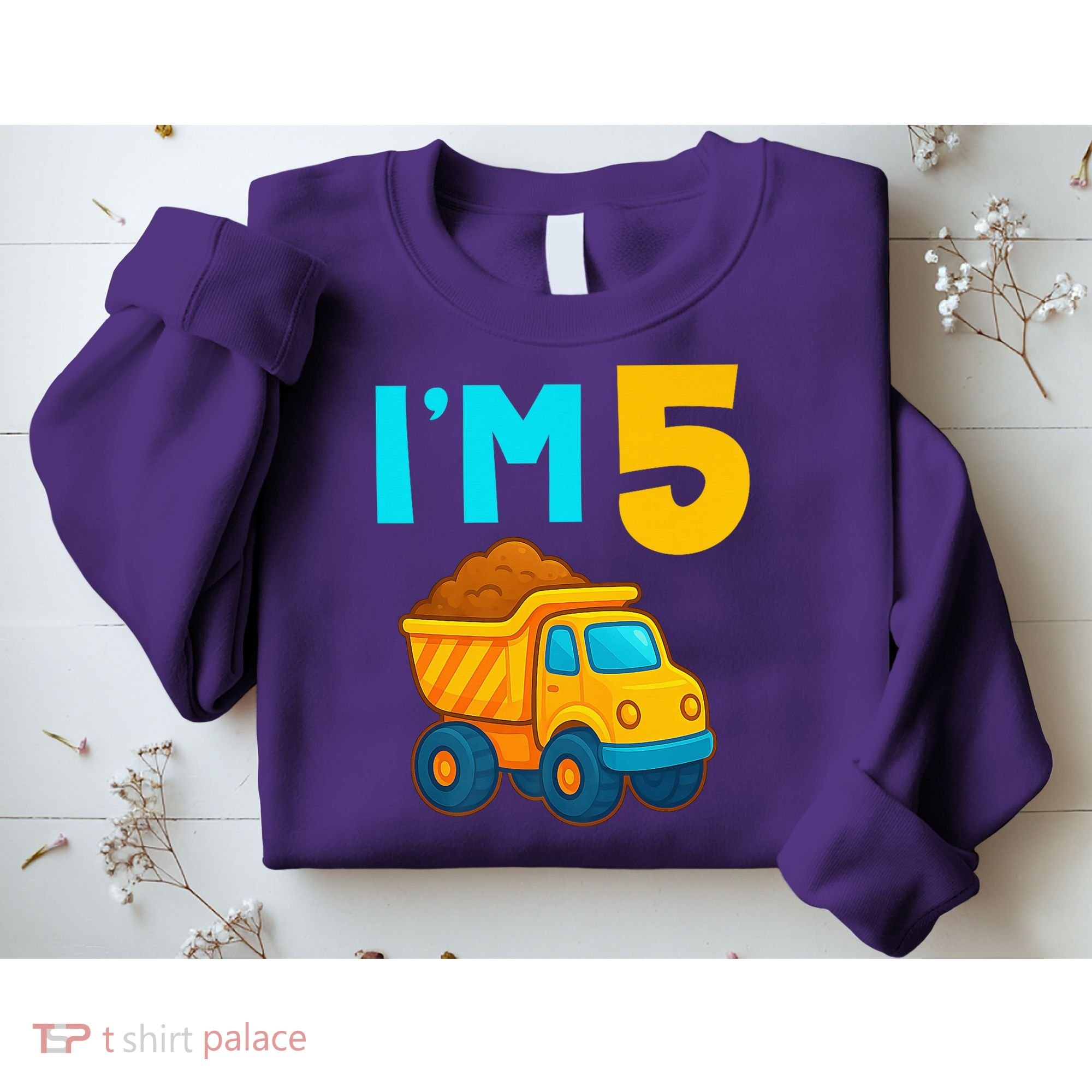 5th Birthday Cartoon Dump Toy Truck Construction I'M 5 Five Sweatshirt