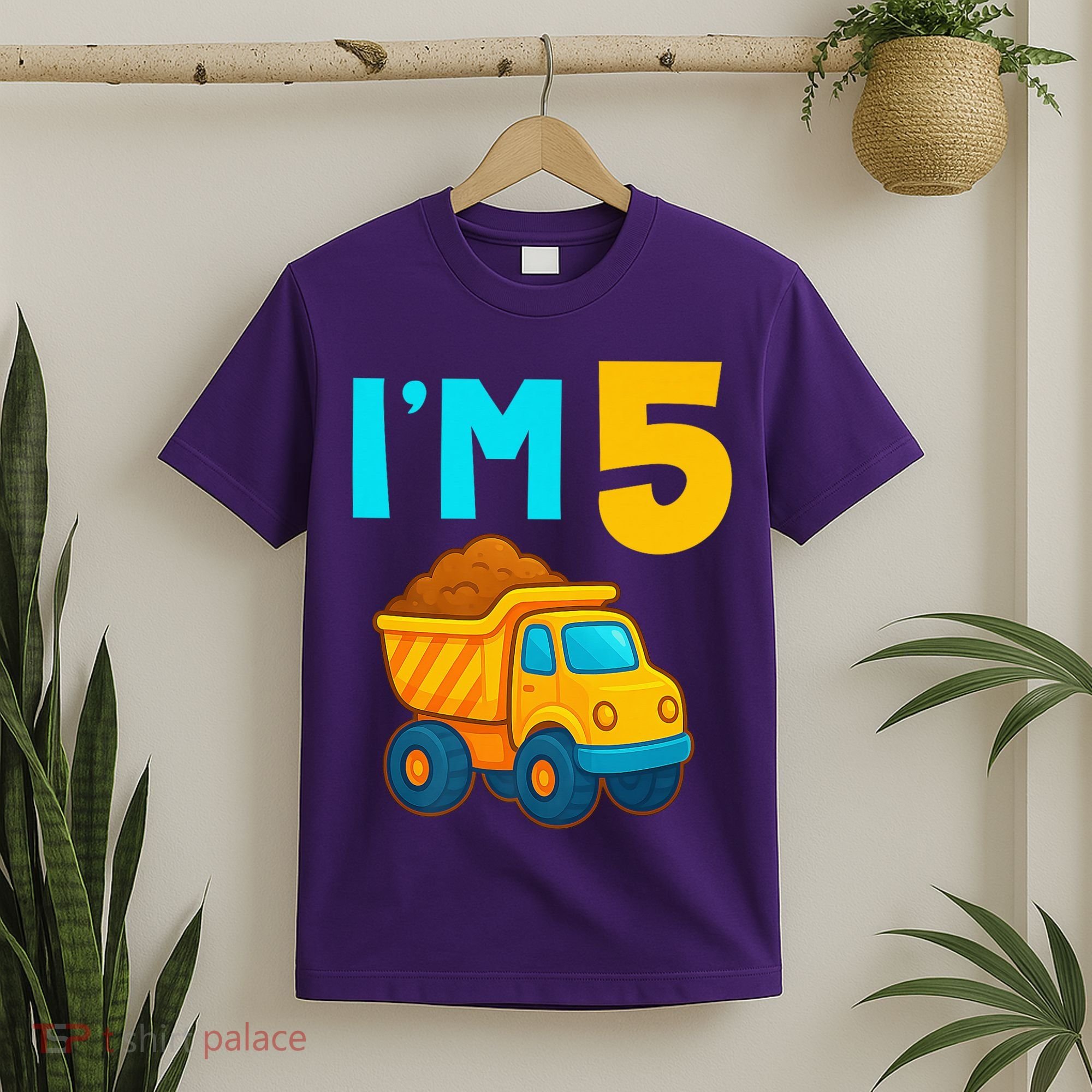 5th Birthday Cartoon Dump Toy Truck Construction I'M 5 Five T-Shirt