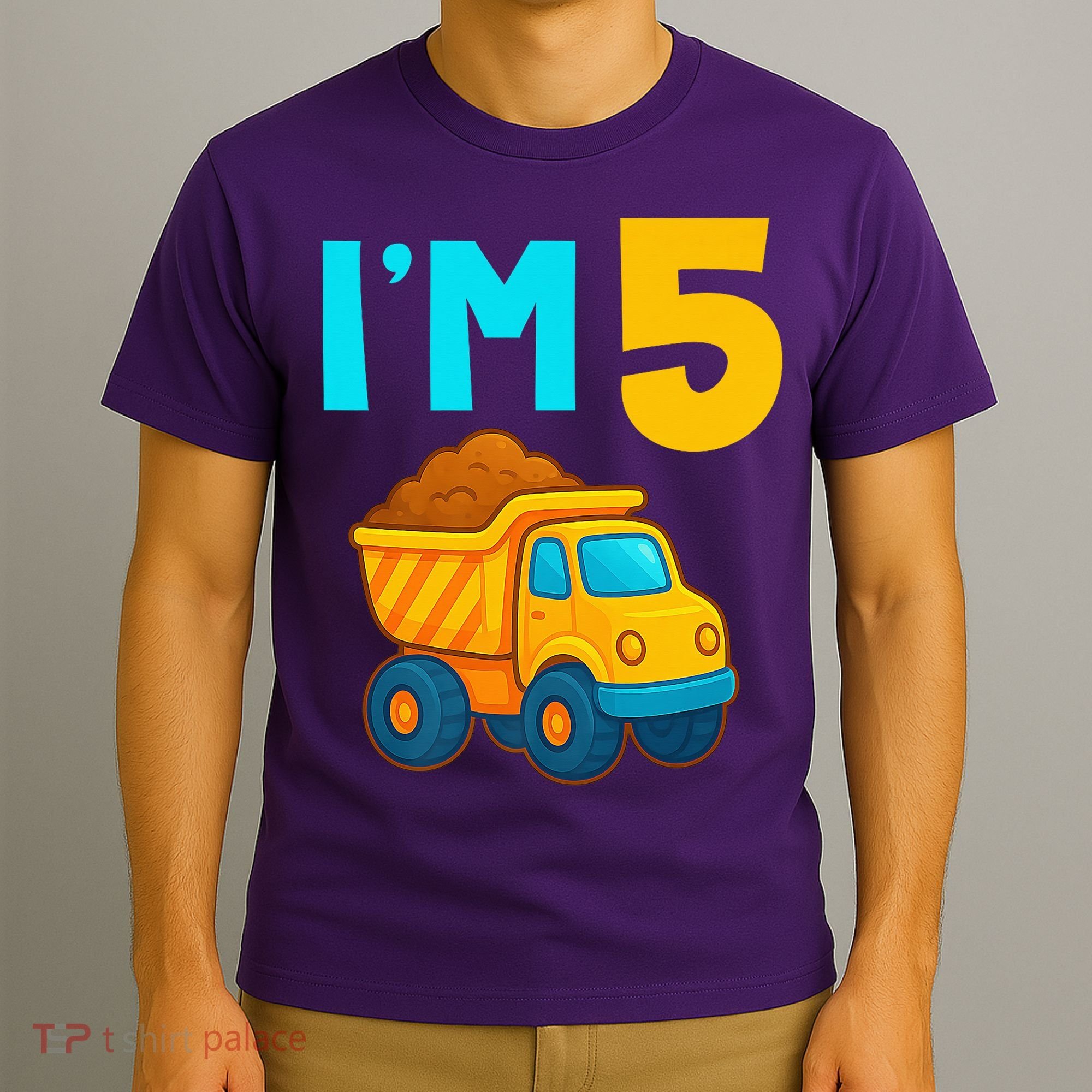 5th Birthday Cartoon Dump Toy Truck Construction I'M 5 Five T-Shirt