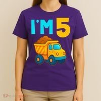 5th Birthday Cartoon Dump Toy Truck Construction I'M 5 Five T-Shirt thumb 4