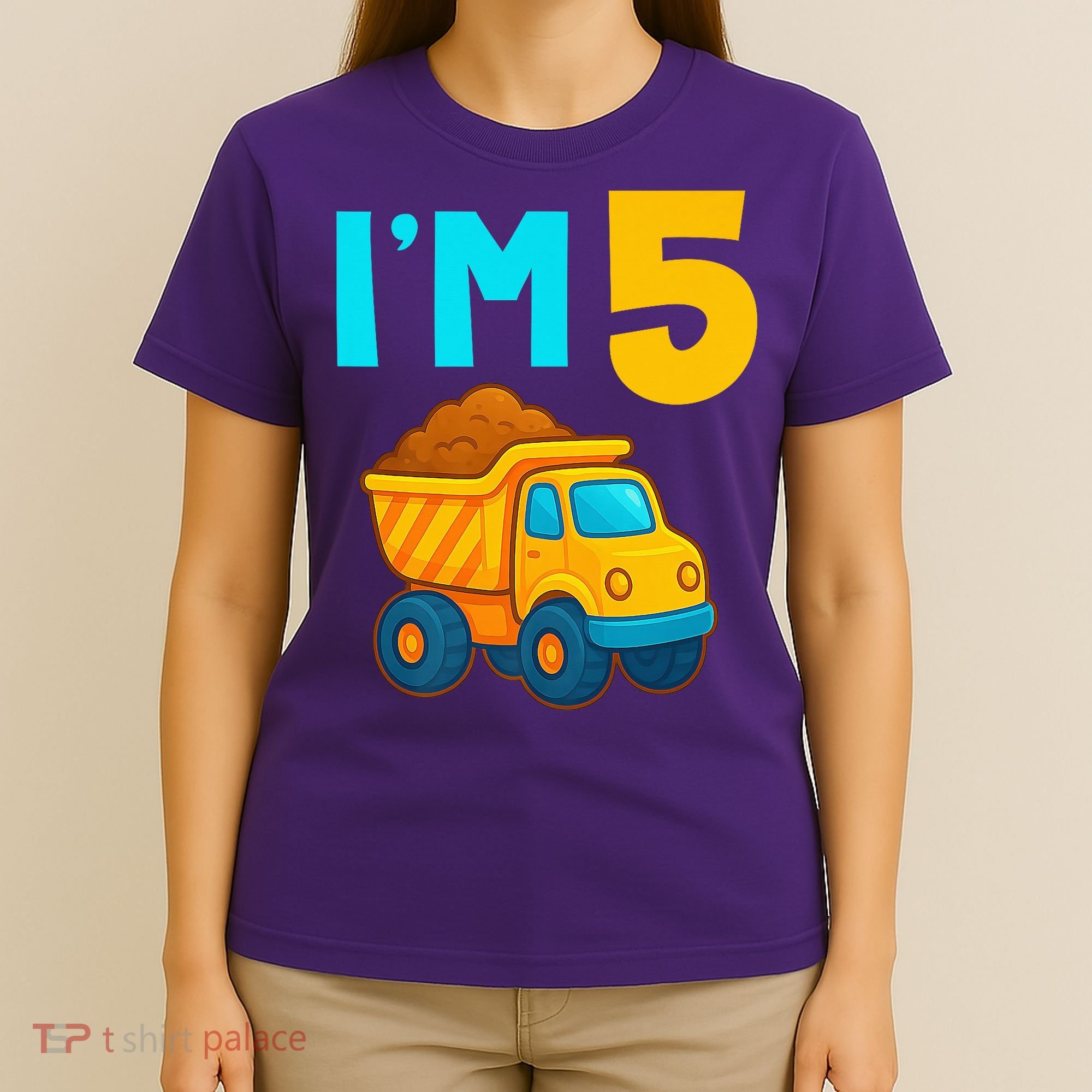 5th Birthday Cartoon Dump Toy Truck Construction I'M 5 Five T-Shirt