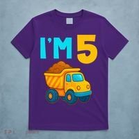 5th Birthday Cartoon Dump Toy Truck Construction I'M 5 Five T-Shirt thumb 5