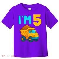 5th Birthday Cartoon Dump Toy Truck Construction I'M 5 Five Toddler T-Shirt thumb 0