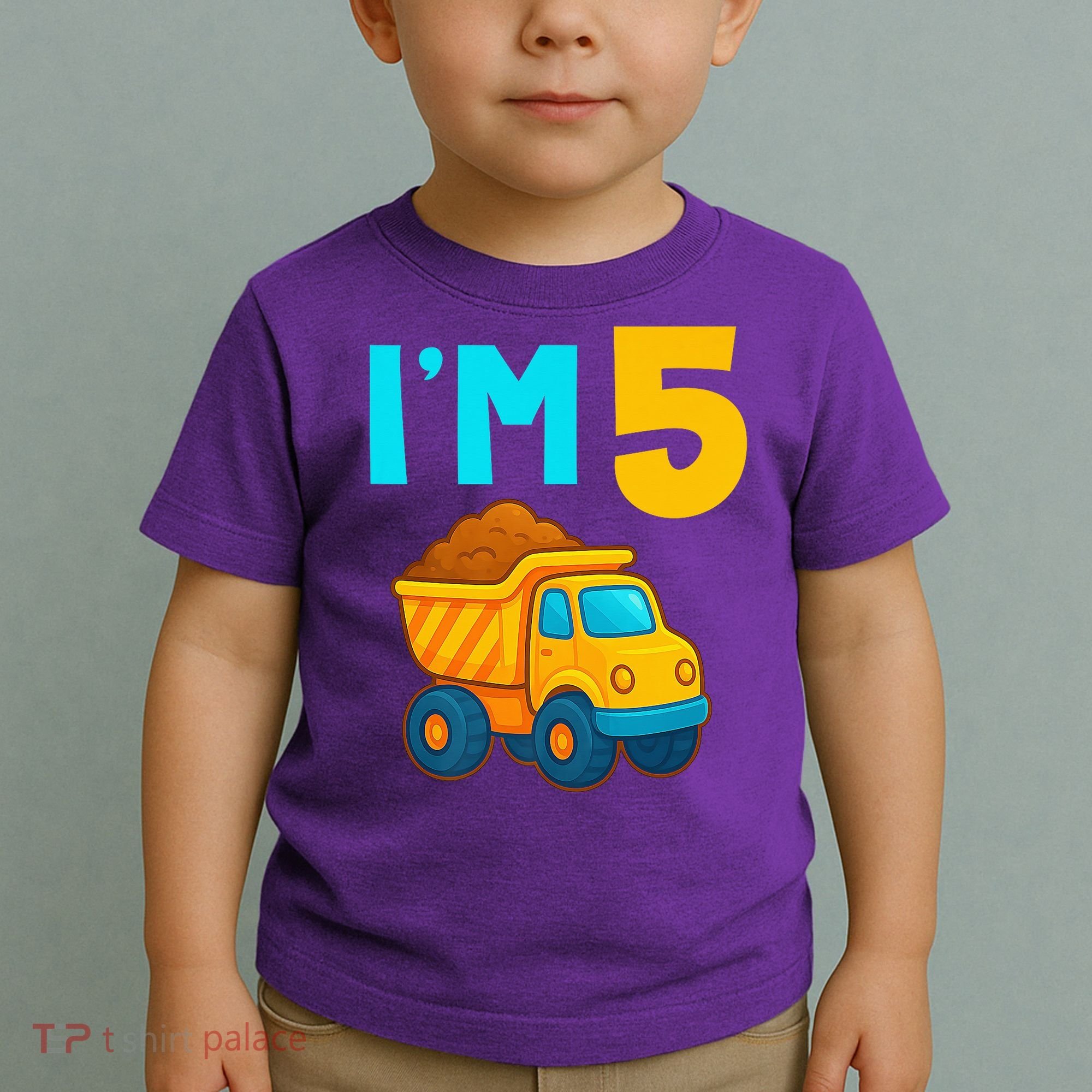 5th Birthday Cartoon Dump Toy Truck Construction I'M 5 Five Toddler T-Shirt