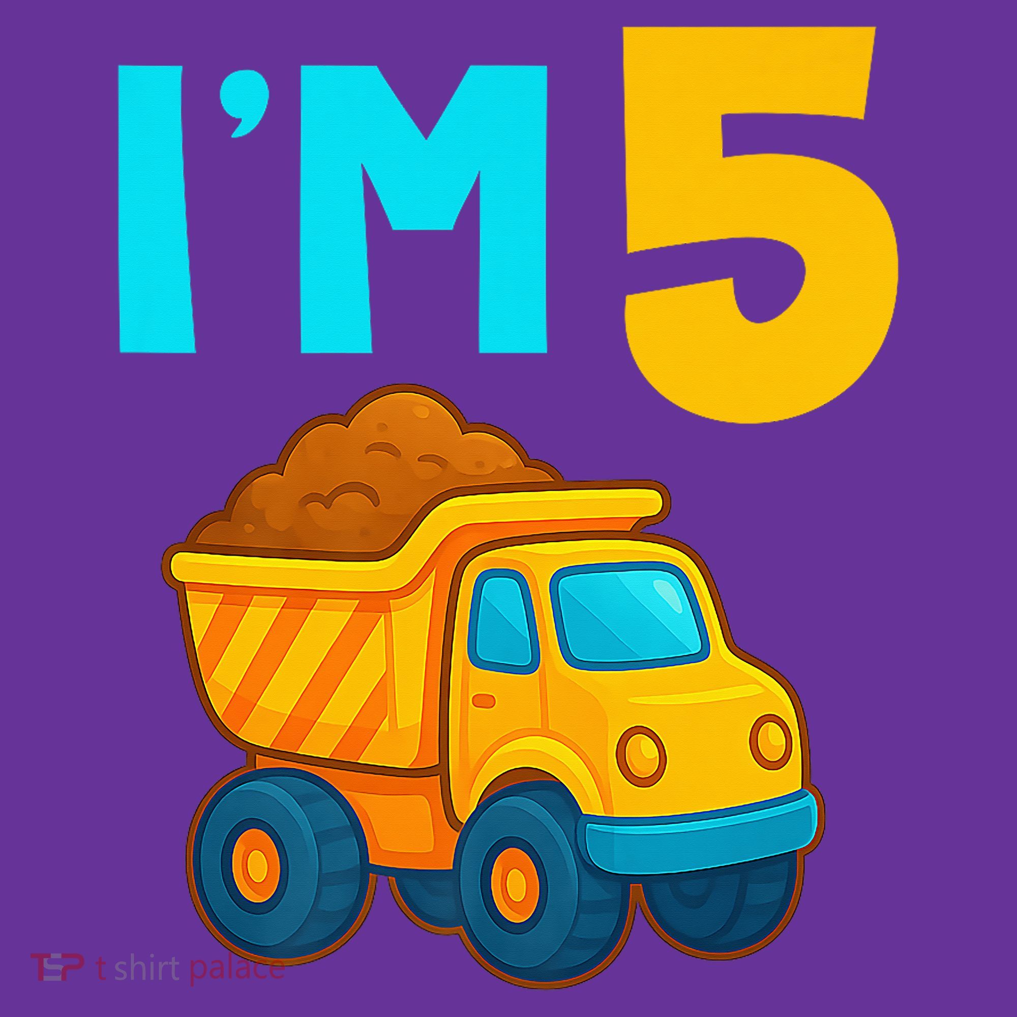 5th Birthday Cartoon Dump Toy Truck Construction I'M 5 Five Visor