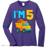 5th Birthday Cartoon Dump Toy Truck Construction I'M 5 Five Women's Long Sleeve Shirt thumb 0