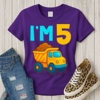 5th Birthday Cartoon Dump Toy Truck Construction I'M 5 Five Women's T-Shirt thumb 3