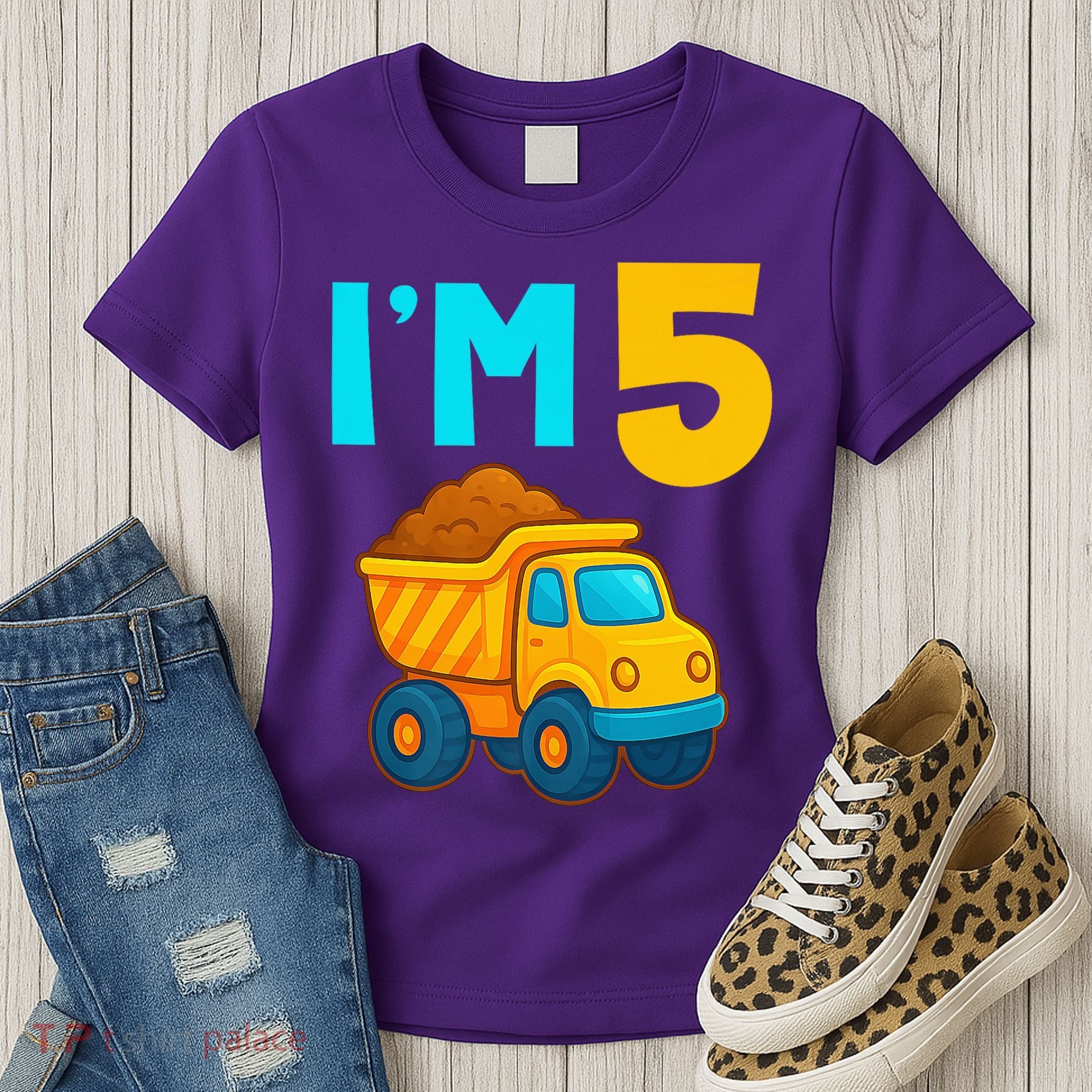 5th Birthday Cartoon Dump Toy Truck Construction I'M 5 Five Women's T-Shirt