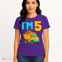 5th Birthday Cartoon Dump Toy Truck Construction I'M 5 Five Women's T-Shirt thumb 4