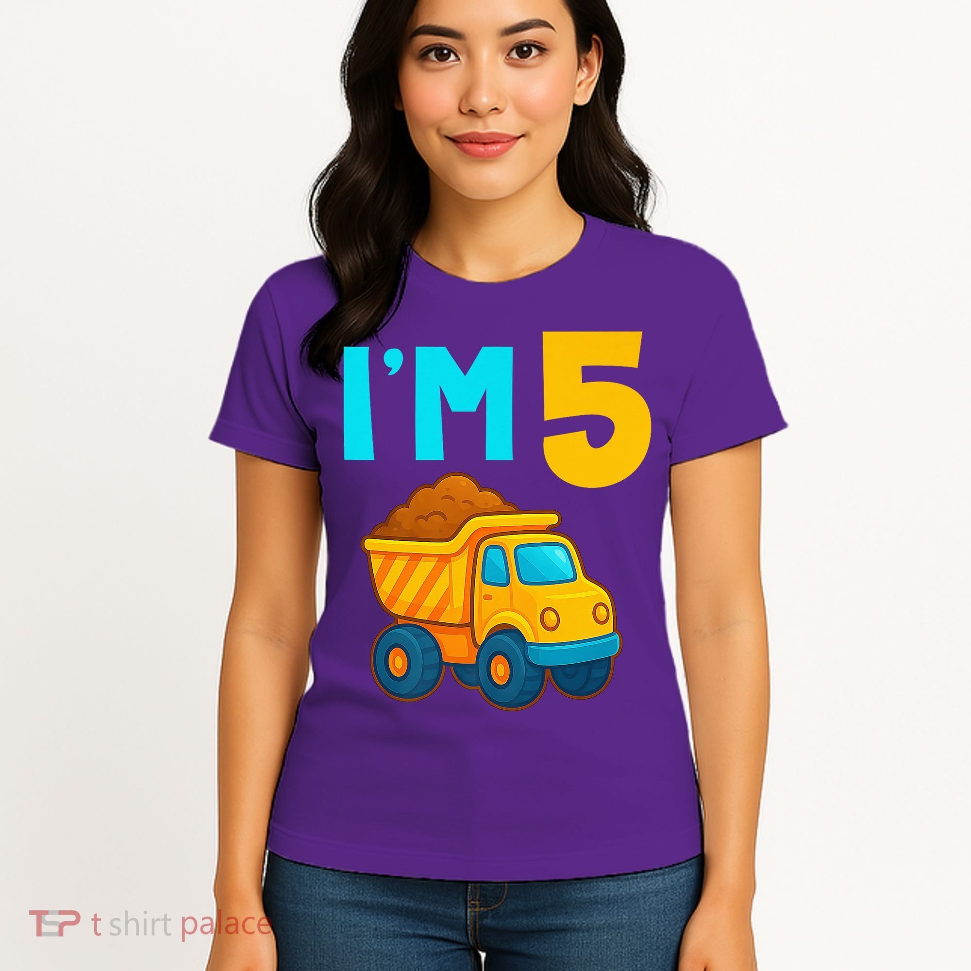 5th Birthday Cartoon Dump Toy Truck Construction I'M 5 Five Women's T-Shirt
