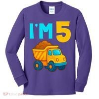 5th Birthday Cartoon Dump Toy Truck Construction I'M 5 Five Kids Long Sleeve Shirt thumb 0