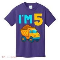 5th Birthday Cartoon Dump Toy Truck Construction I'M 5 Five Kids T-Shirt thumb 0