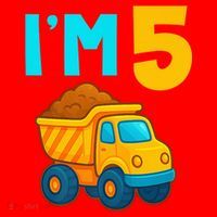 5th Birthday Cartoon Dump Toy Truck Construction I'M 5 Five Santa Hat thumb 1