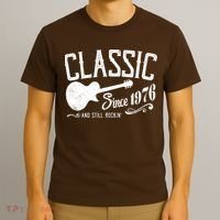 50th Birthday Classic Guitar Since 1976 And Still Rockin T-Shirt thumb 3