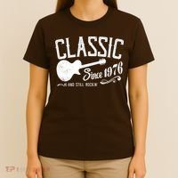 50th Birthday Classic Guitar Since 1976 And Still Rockin T-Shirt thumb 4
