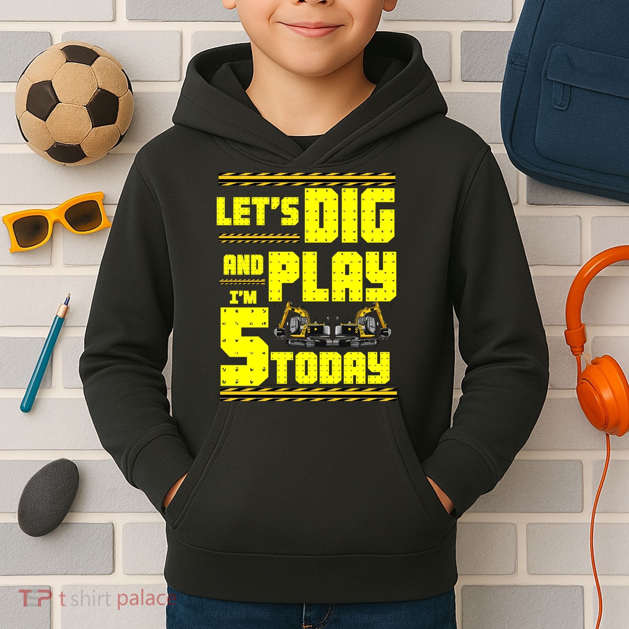 5th Birthday Construction Kids Hoodie