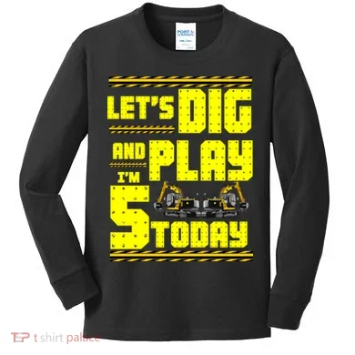 5th Birthday Construction Kids Long Sleeve Shirt
