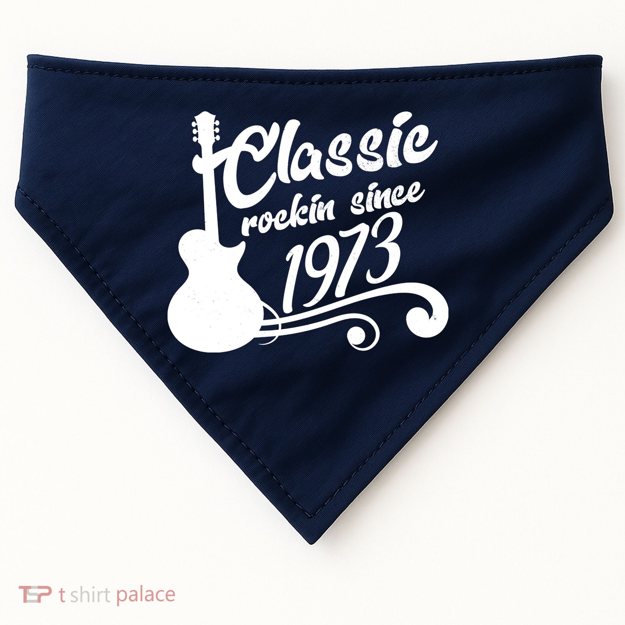 50th Birthday Classic Rockin Since 1973 USA-Made Doggie Bandana