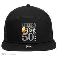 50th Birthday Cheers And Beers To 50 Years 7 Panel Mesh Trucker Snapback Hat thumb 0