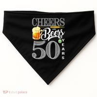 50th Birthday Cheers And Beers To 50 Years USA-Made Doggie Bandana thumb 0