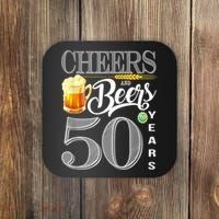 50th Birthday Cheers And Beers To 50 Years Coaster thumb 0