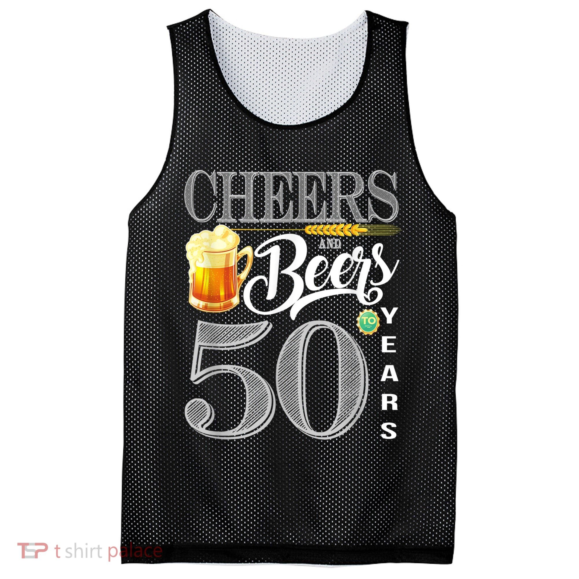 50th Birthday Cheers And Beers To 50 Years Mesh Reversible Basketball Jersey Tank