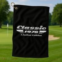 50th Birthday Classic 1976 Limited Edition Metallic Chrome Birthday Golf Towel thumb 1