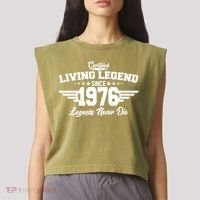 50th Birthday Certified Living Legend Since 1976 Legends Never Die Garment-Dyed Women's Muscle Tee thumb 2