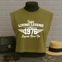 50th Birthday Certified Living Legend Since 1976 Legends Never Die Garment-Dyed Women's Muscle Tee thumb 3