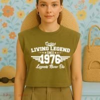 50th Birthday Certified Living Legend Since 1976 Legends Never Die Garment-Dyed Women's Muscle Tee thumb 4