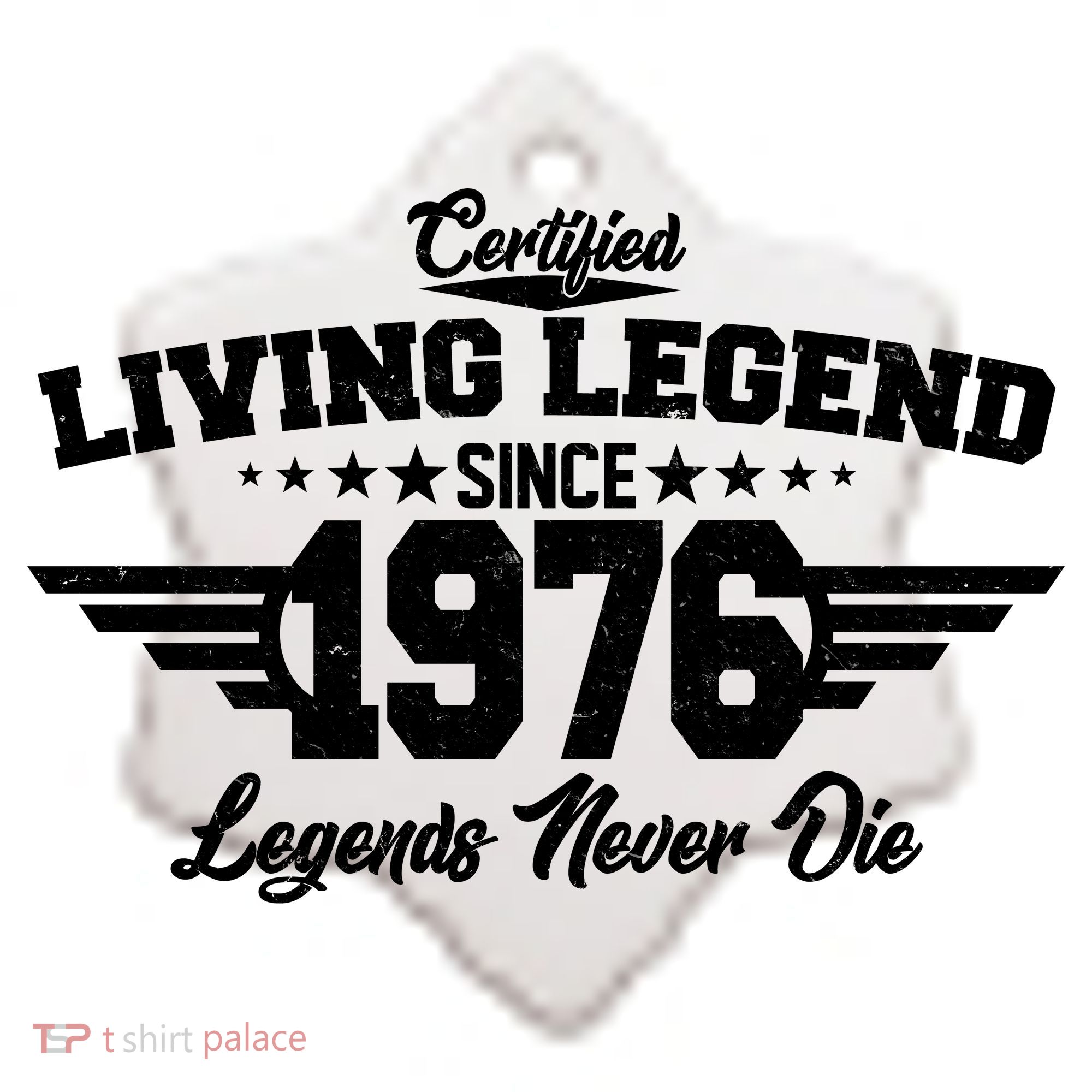 50th Birthday Certified Living Legend Since 1976 Legends Never Die Ceramic Ornament