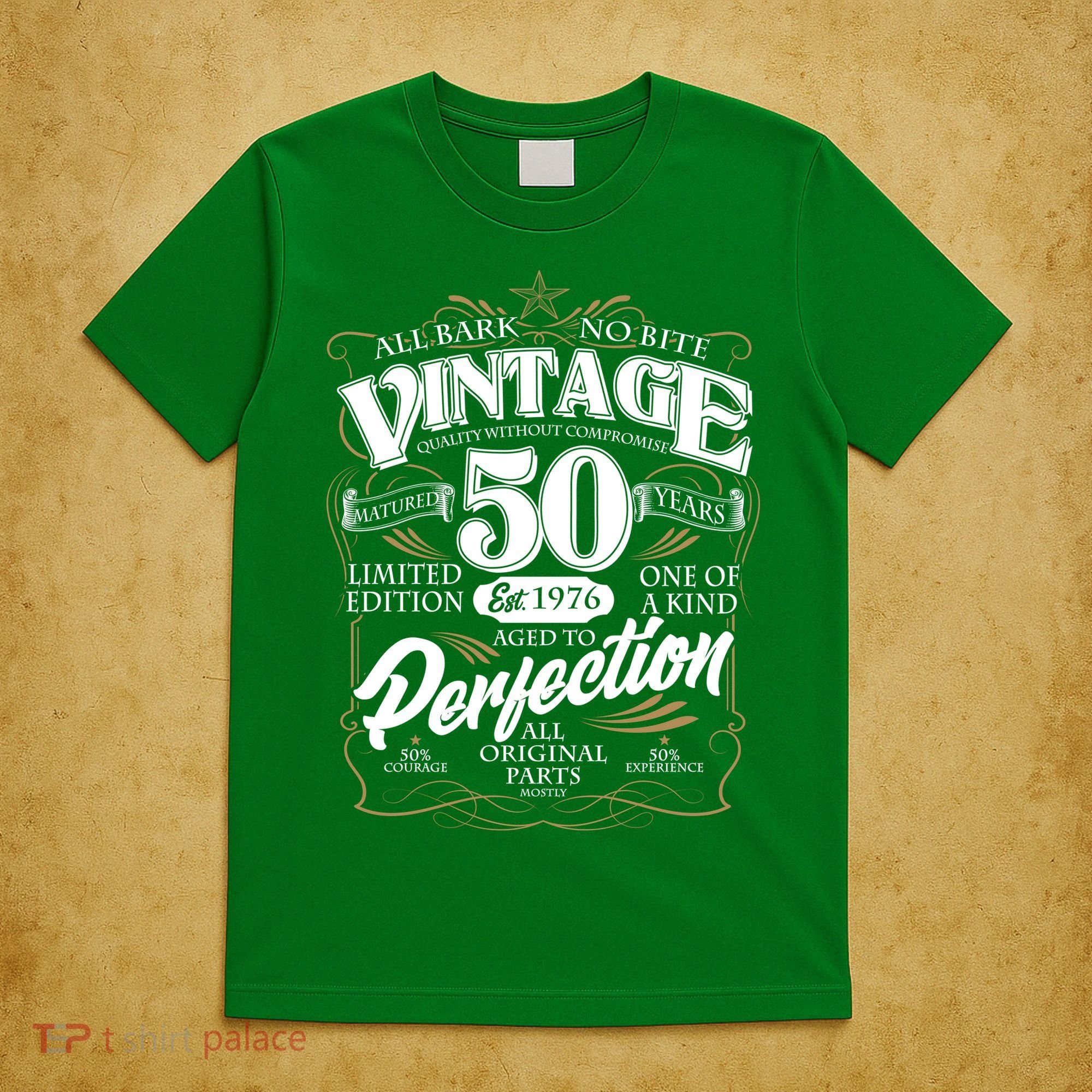 50th Birthday Est 1976 All Bark No Bite Vintage Birthday  T-Shirt