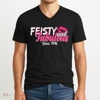 50th Birthday Feisty And Fabulous Since 1976  V-Neck T-Shirt thumb 2