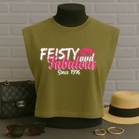 50th Birthday Feisty And Fabulous Since 1976  Garment-Dyed Women's Muscle Tee thumb 3