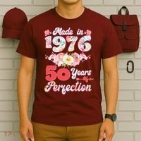50th Birthday Floral Made In 1976 50 Years Of Perfection T-Shirt thumb 6