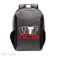 50th Birthday Funny Wtf Whos Turning Fifty Gift Vector Backpack thumb 0