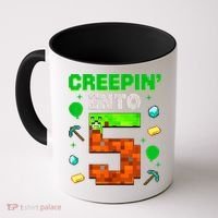 5th Birthday Gamer Pixel Creepin’ Into 5 Video Game Party Coffee Mug thumb 0