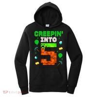 5th Birthday Gamer Pixel Creepin’ Into 5 Video Game Party Women's Hoodie thumb 0
