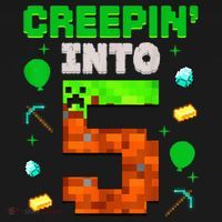 5th Birthday Gamer Pixel Creepin’ Into 5 Video Game Party Women's Hoodie thumb 2