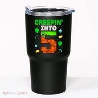 5th Birthday Gamer Pixel Creepin’ Into 5 Video Game Party Tumbler thumb 0